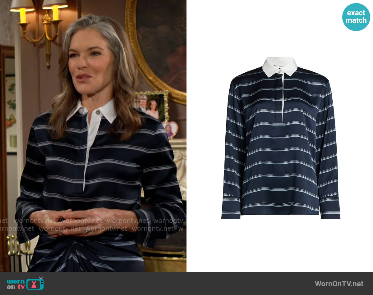 Vince Stripe Silk Rugby Shirt worn by Diane Jenkins (Susan Walters) on The Young and the Restless