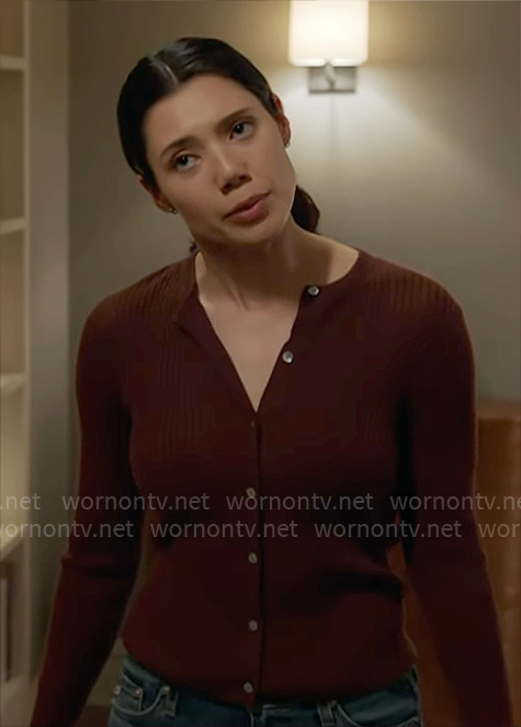 Violet’s brown cardigan on Chicago Fire
