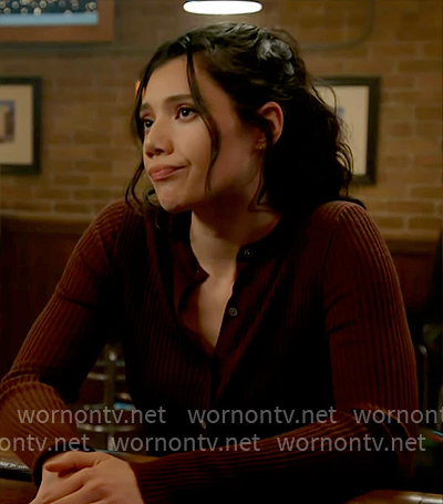 Violet’s brown cardigan on Chicago Fire