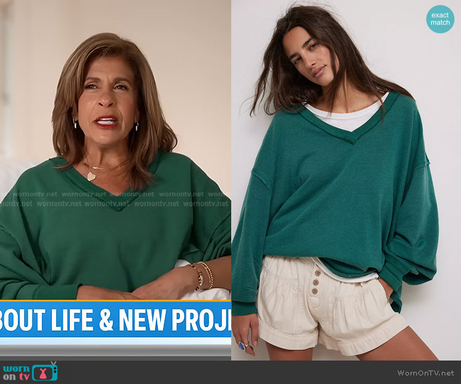 We The Free Venice V-Neck Sweatshirt in Pine Frost worn by Hoda Kotb on Today
