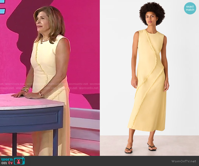 Whistles Deana Textured Detail Dress in Butter worn by Hoda Kotb on Today