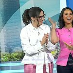 Savannah’s white tie waist shirt and red gingham check pants on Today