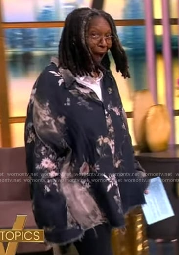 Whoopi’s black floral print shirt on The View