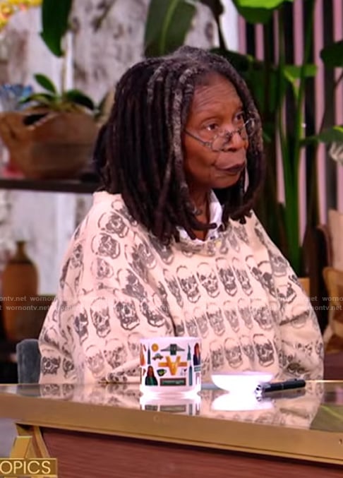 Whoopi’s skull print sweater on The View