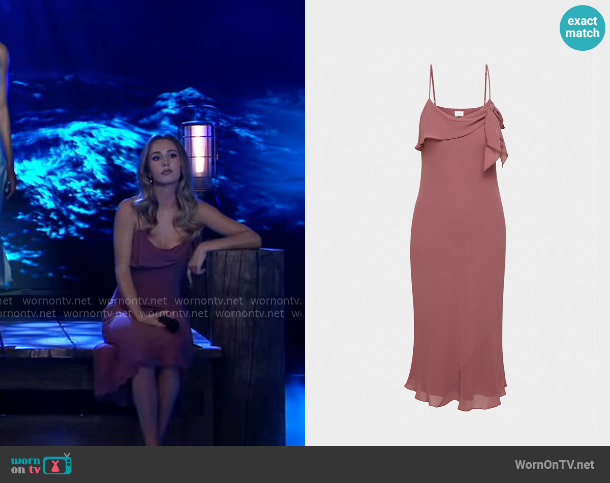 Wilfred Cannelle Dress in Opera Rose worn by Josslyn Jacks (Eden McCoy) on General Hospital