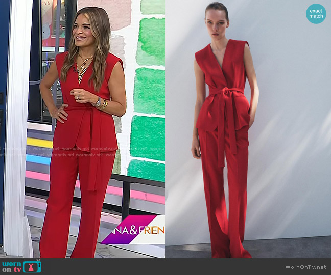 Zara Belted Vest in Red worn by Sabrina Soto on Today