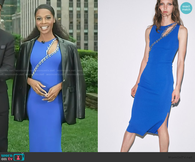 Zara Cut Out Knit Dress with Jewels worn by Zuri Hall on Access Hollywood