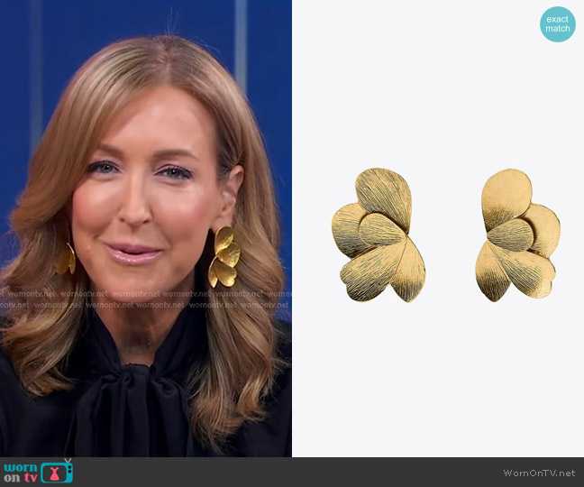 Zara Flower Fan Earrings worn by Lara Spencer on Good Morning America