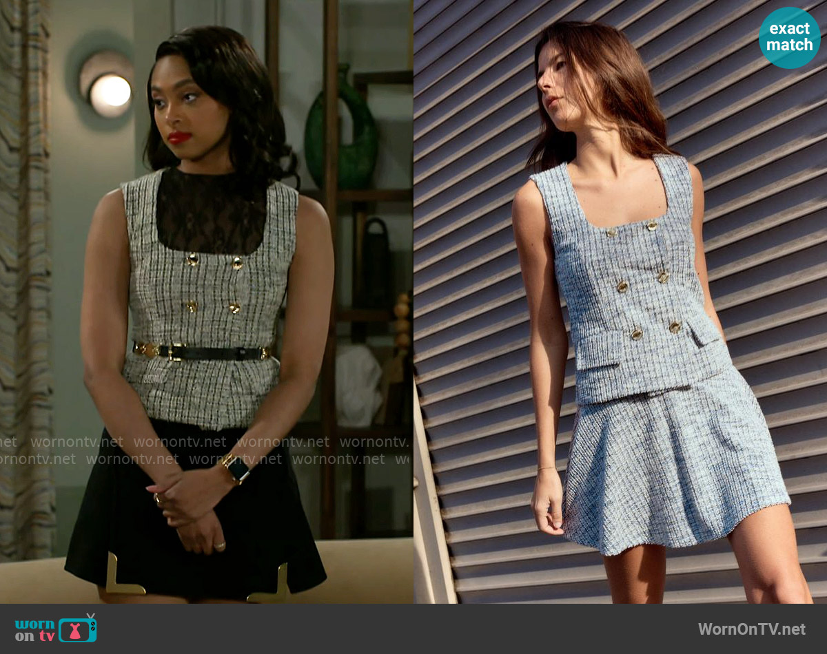 Zara Buttoned Jacquard Textured Top worn by Kat Richardson (Colby Muhammad) on Beyond the Gates