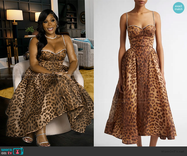 Zimmermann Crush Belted Midi Dress worn by Angela Oakley on The Real Housewives of Atlanta