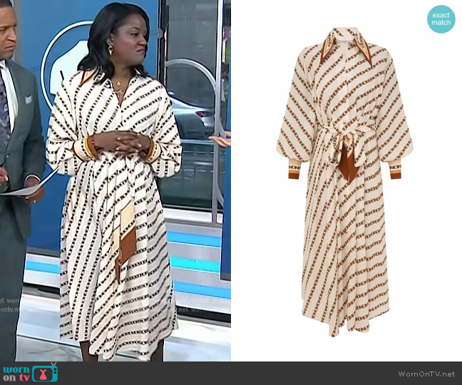 Zimmermann Tuck Midi-Shirtdress in Cream Chain worn by Dr. Angela Lamb on Today