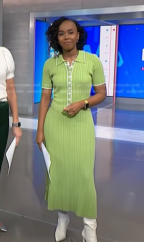 Zinhle’s green ribbed polo dress on NBC News Daily