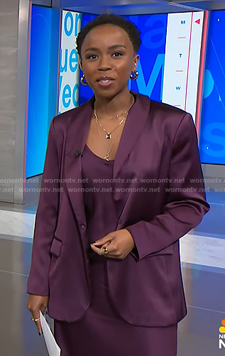 Zinhle’s purple satin blazer on NBC News Daily