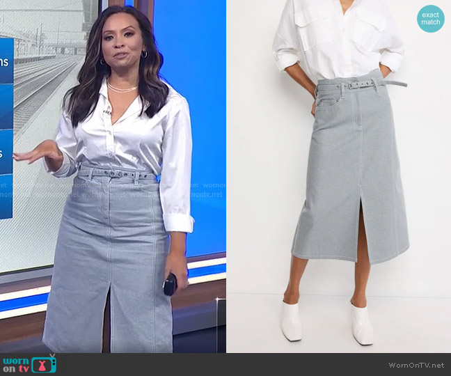 3.1 Phillip Lim x RTR A-Line Denim Skirt worn by Adelle Caballero on Today
