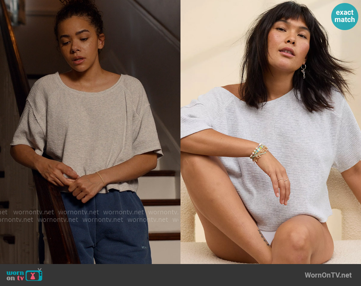 Aerie Cropped Waffle T-Shirt worn by Ginny Miller (Antonia Gentry) on Ginny & Georgia