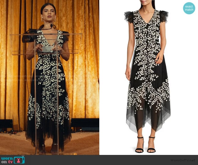 Alex Marie Kate Embroidered Lace Midi Dress worn by Maria (Iliana Garcia) on The Better Sister