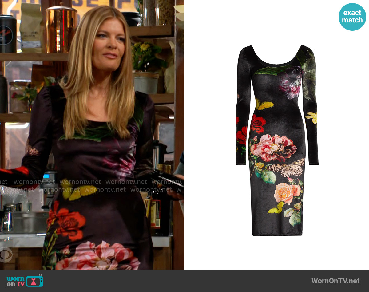 Alice + Olivia Delora Dress in In The Wind Floral worn by Phyllis Summers (Michelle Stafford) on The Young and the Restless