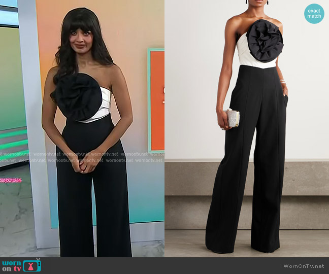 Carolina Herrera Rosette-Detailed Silk Top worn by Jameela Jamil on Today