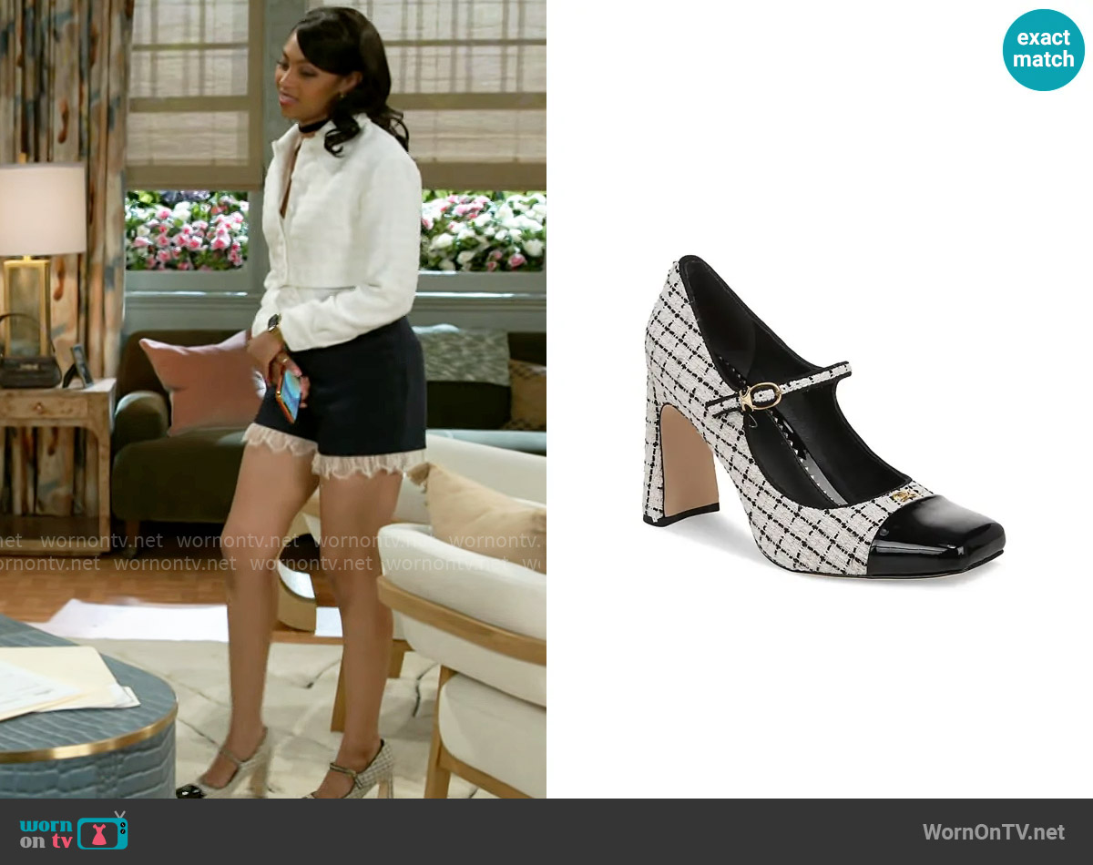 Circus NY by Sam Edelman Elora Blade-Heel Capped-Toe Mary Jane Pumps worn by Kat Richardson (Colby Muhammad) on Beyond the Gates