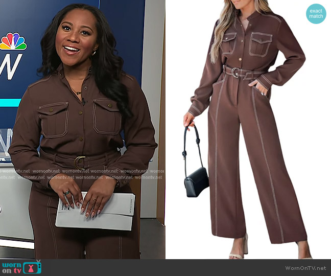 Cupshe Elegant Belted Utility Structured Fit Jumpsuit worn by Kay Angrum on NBC News Daily