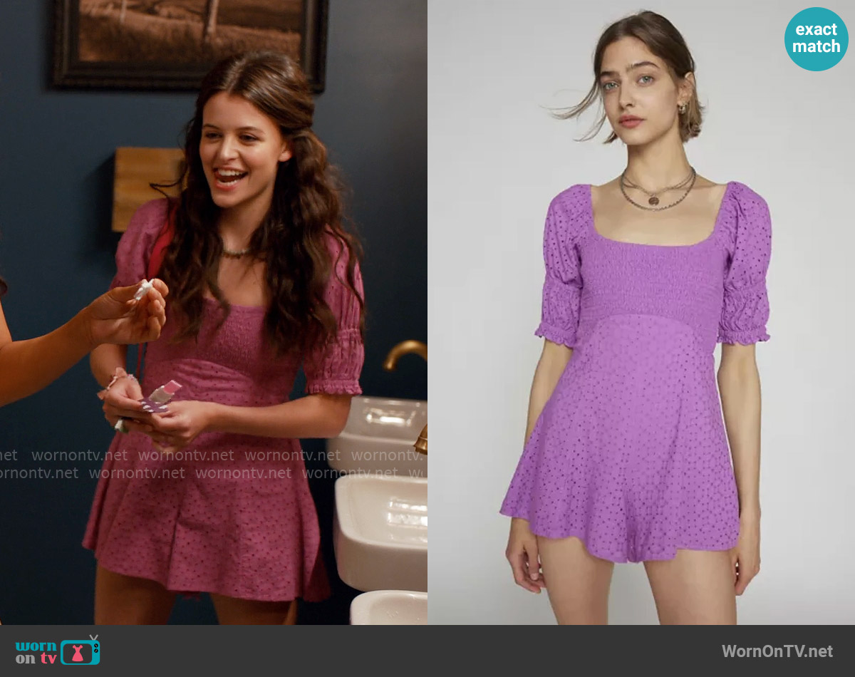 Kimchi Blue Ivy Eyelet Lace Romper worn by Maxine Baker (Sara Waisglass) on Ginny & Georgia