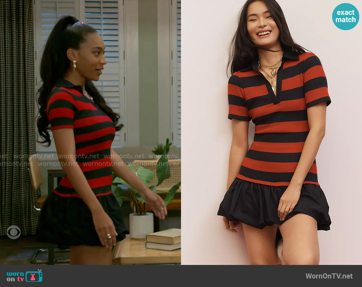 Maeve Bubble-Hem Twofer Mini Dress worn by Samantha Richardson (Najah Jackson) on Beyond the Gates