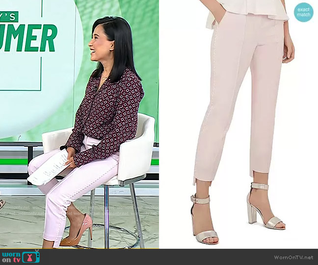 Ted Baker Onetta Scalloped Slim Pants in Nude Pink worn by Vicky Nguyen on Today