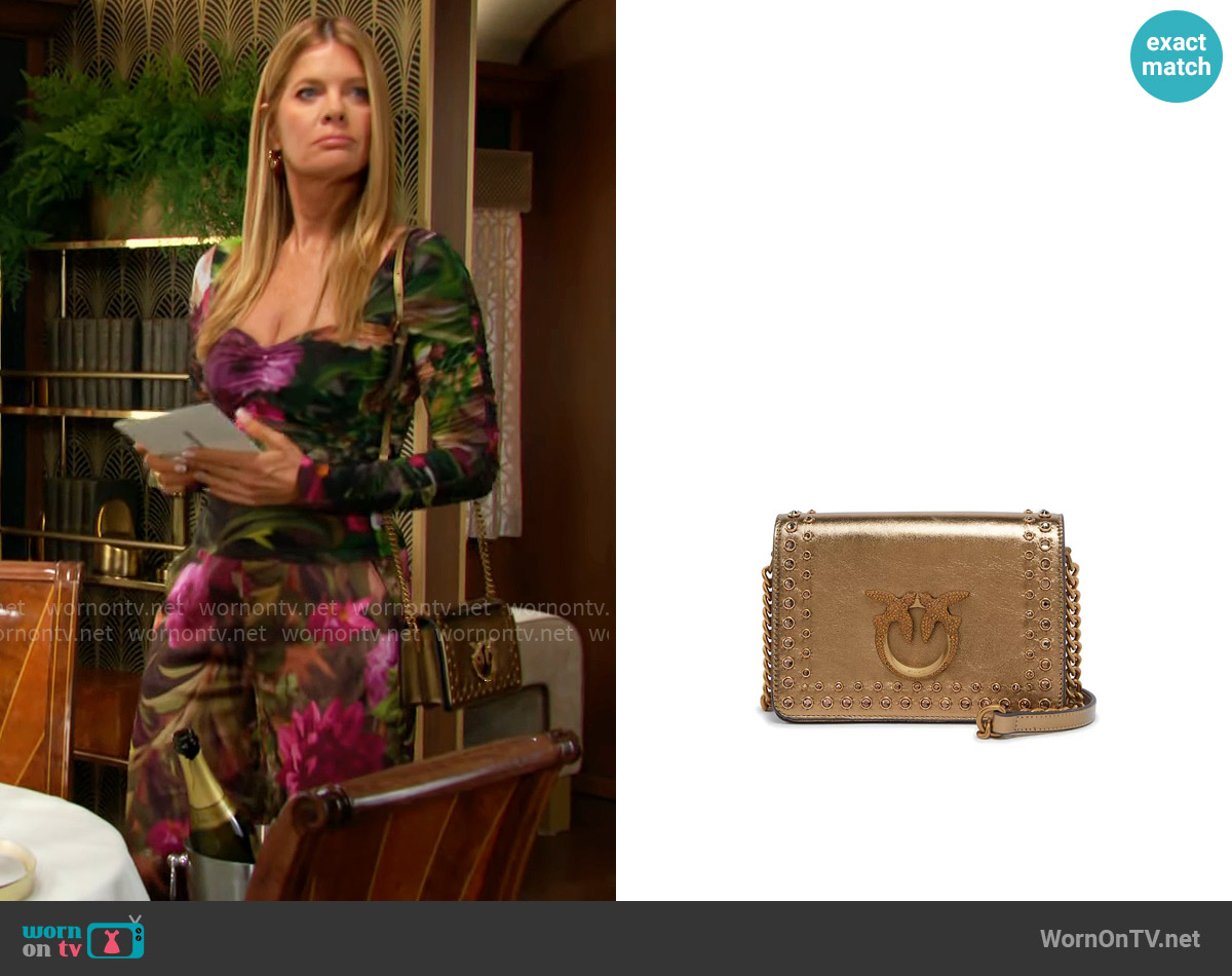 Pinko Love Click Mini Nappa Laminata & Strass Incastonati Bag worn by Phyllis Summers (Michelle Stafford) on The Young and the Restless