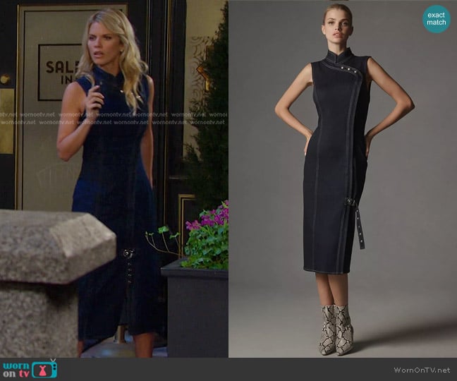 Porridge Denim Hardware Midi Dress worn by Catherina Greene (AnnaLynne McCord) on Days of our Lives