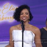 Renée Elise Goldsberry’s white strapless dress on Today