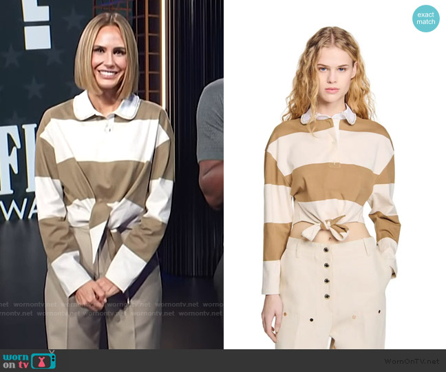 Sandro Striped Polo T-Shirt worn by Keltie Knight on E! News