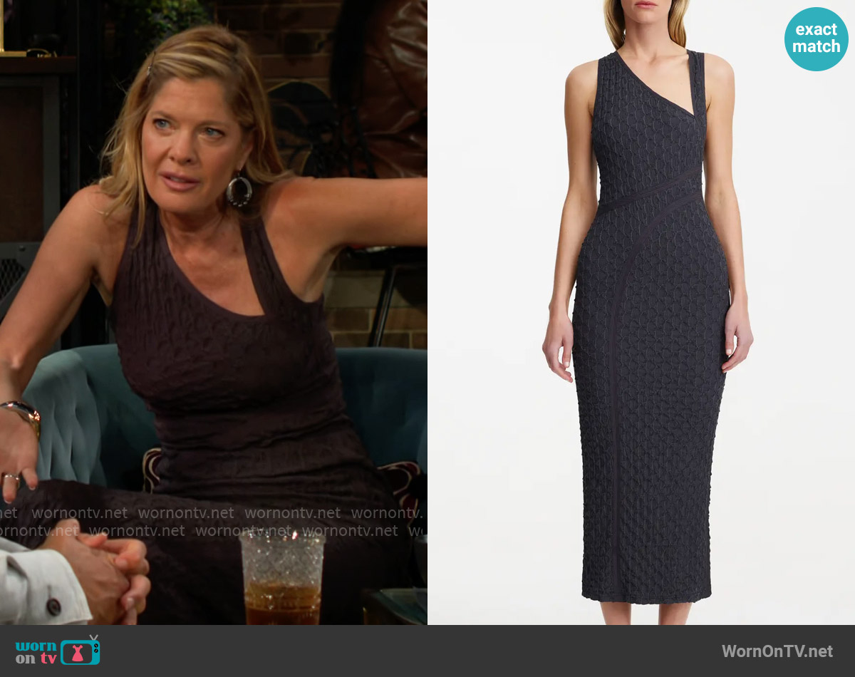 Significant Other Alex Texture Asymmetric Maxi Dress worn by Phyllis Summers (Michelle Stafford) on The Young and the Restless