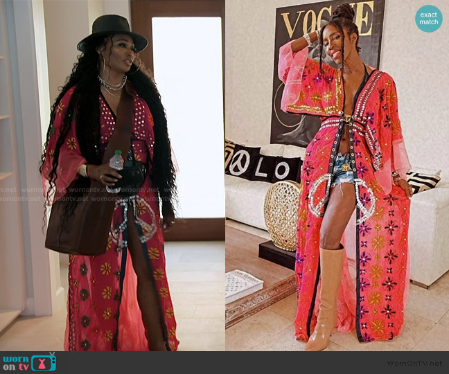 Tanya Marie Design Peace Handbead Caftan worn by Cynthia Bailey on The Real Housewives of Atlanta