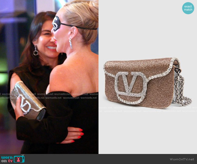 Valentino Garavani Locò Embroidered Small Shoulder Bag in Rose Cannelle/Crystal worn by Marysol Patton (Marysol Patton) on The Real Housewives of Miami