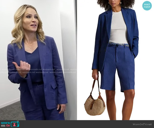 Ralph Lauren Woven Linen Blazer worn by Sara Haines on Good Morning America