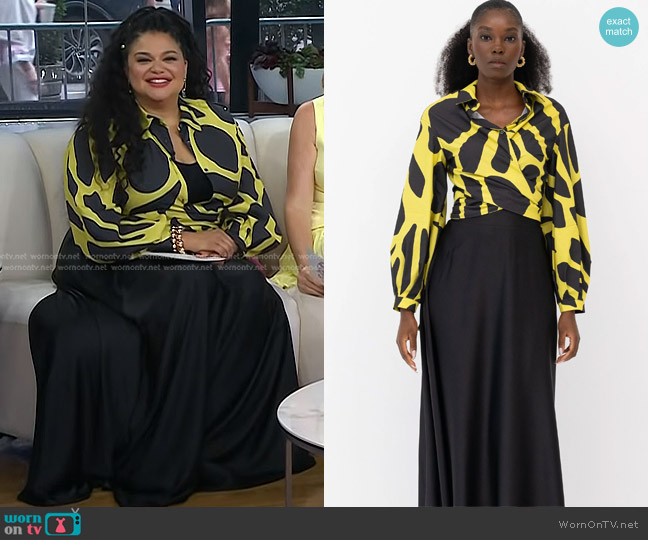 Ada & Edith Faith Flared Maxi Skirt in Black worn by Michelle Buteau on Today