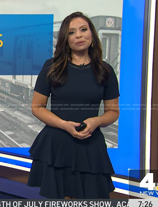 Adelle’s navy ruffle mini dress on Today