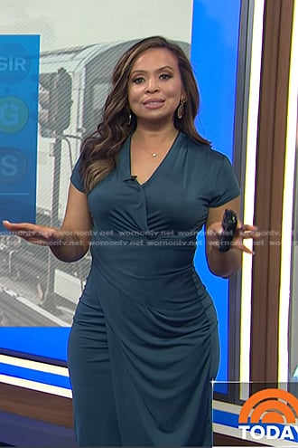 Adelle’s teal wrap sheath dress on Today