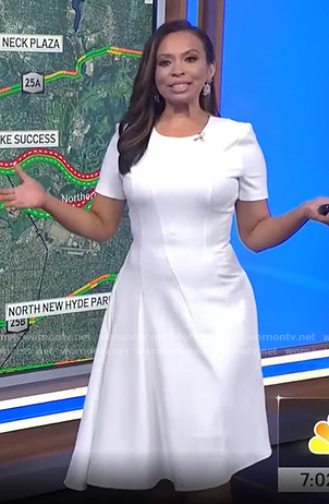 Adelle’s white asymmetric hem dress on Today
