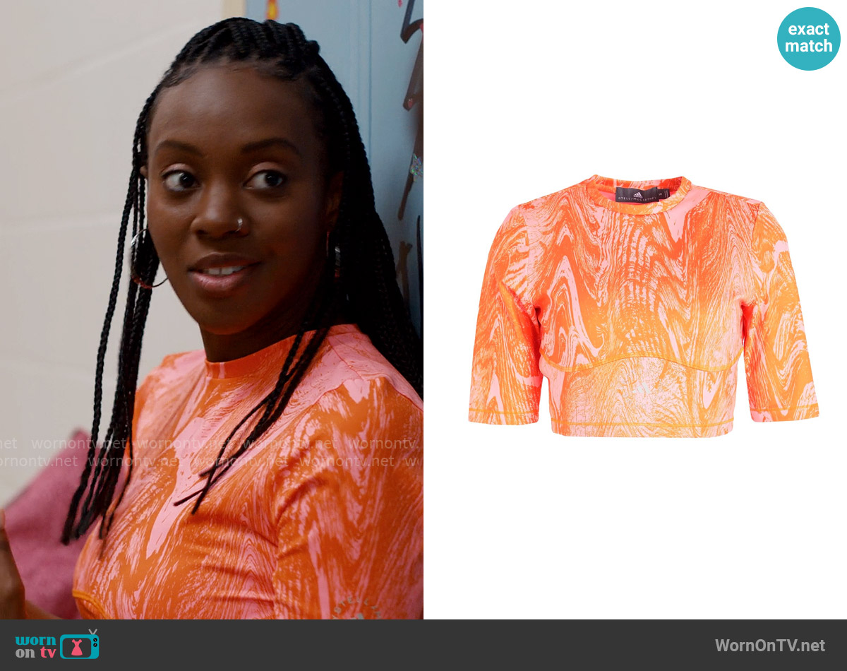 Adidas x Stella McCartney Printed Crop Top worn by Bracia Charles (Tameka Griffiths) on Ginny & Georgia