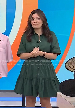 Adrianna’s green button front dress on Today
