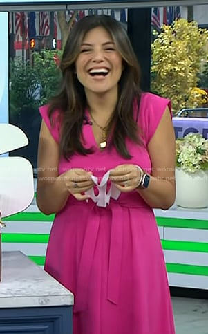 Adrianna’s pink v-neck midi dress on Today