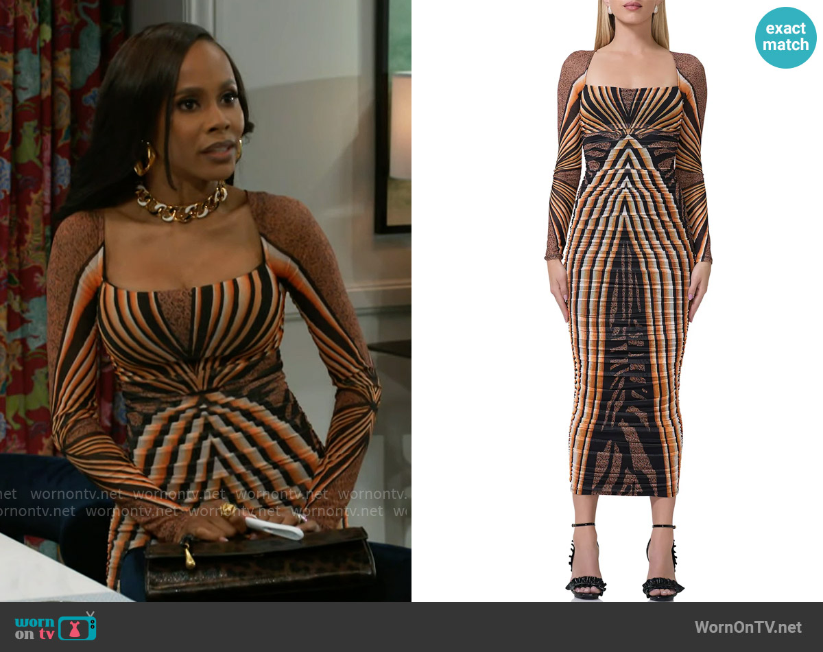 WornOnTV: Hayley’s orange geometric print dress on Beyond the Gates ...