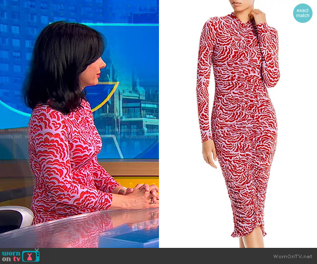 A.L.C. Ansel Printed Ruched Dress worn by Dr. Tara Narula on Good Morning America