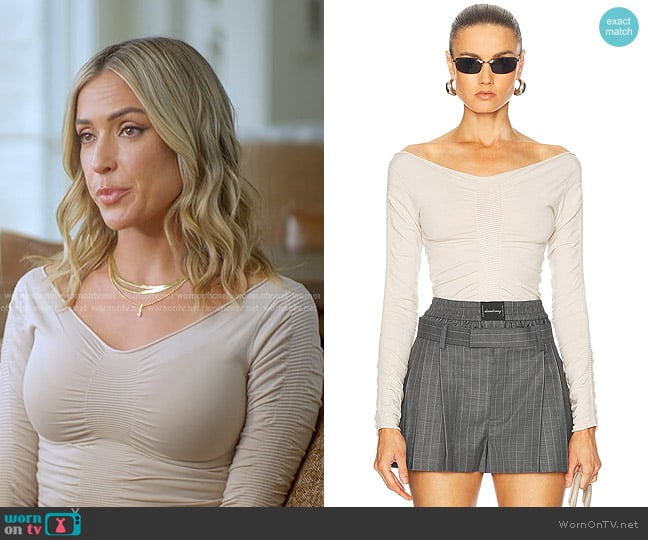 Alexander Wang Wide V-Neck Pullover Top in Cement worn by Kristin Cavallari on Honestly Cavallari The Headline Tour