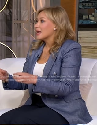 Dr. Alexandra Sowa’s blue double breasted blazser on Good Morning America