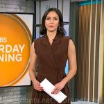 Ali Bauman’s brown pleated dress on CBS Mornings