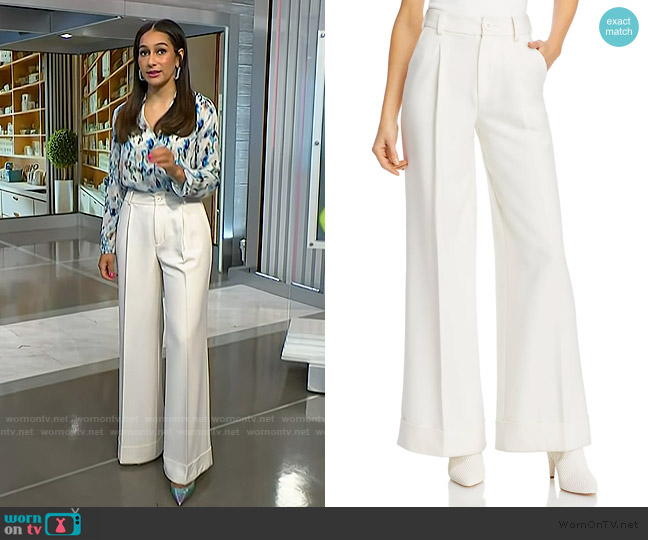 Alice + Olivia Tomasa Pants in Off White worn by Morgan Radford on NBC News Daily
