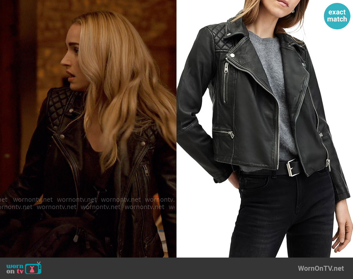 All Saints Cargo Leather Jacket worn by Georgia Miller (Brianne Howey) on Ginny & Georgia