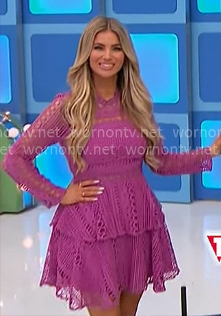 Amber’s pink eyelet lace dress on The Price is Right